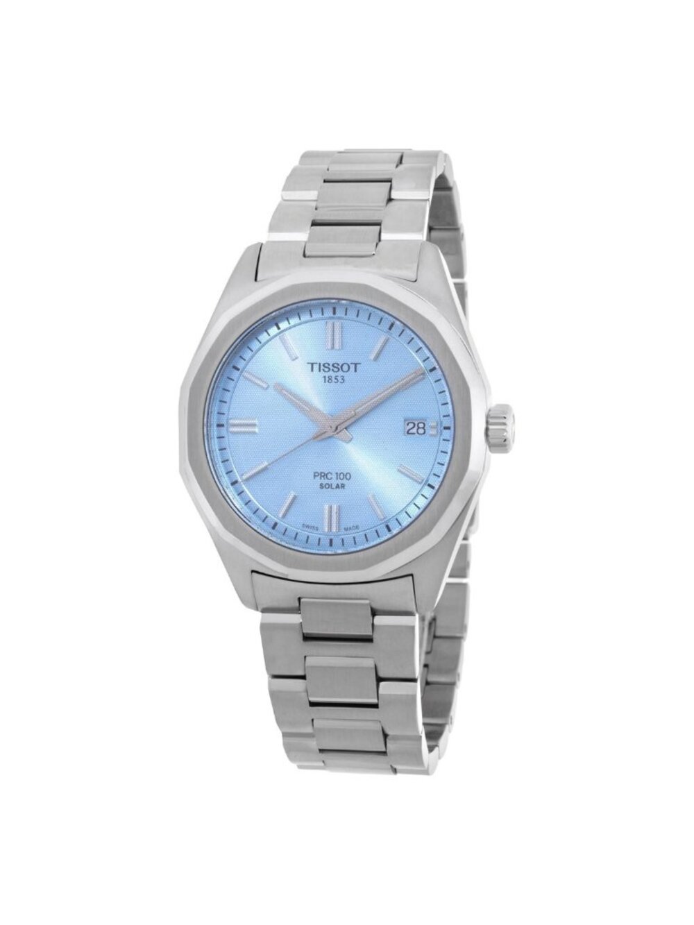 NWT Tissot PRC 100 Quartz Solar Ice Blue Dial Ladies Watch